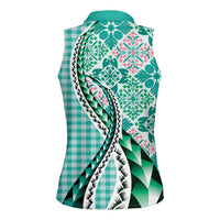 Aloha Vintage Palaka Floral Hawaiian Quilt Women Sleeveless Polo Shirt Polu Motif LT9 - Polynesian Pride