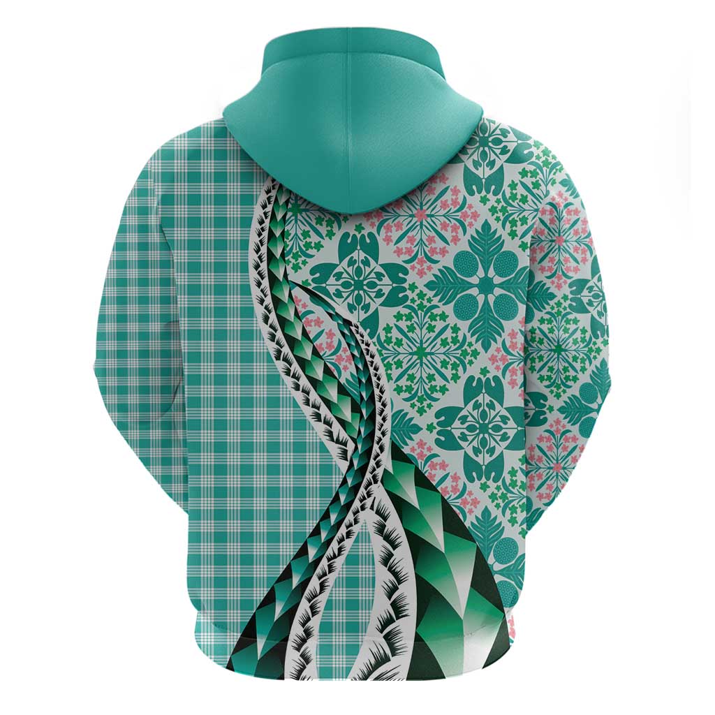 Aloha Vintage Palaka Floral Hawaiian Quilt Zip Hoodie Polu Motif LT9 - Polynesian Pride