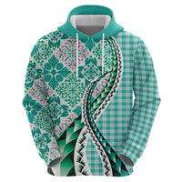 Aloha Vintage Palaka Floral Hawaiian Quilt Zip Hoodie Polu Motif LT9 - Polynesian Pride
