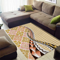 Aloha Vintage Palaka Floral Hawaiian Quilt Area Rug Melemele Motif - Polynesian Pride