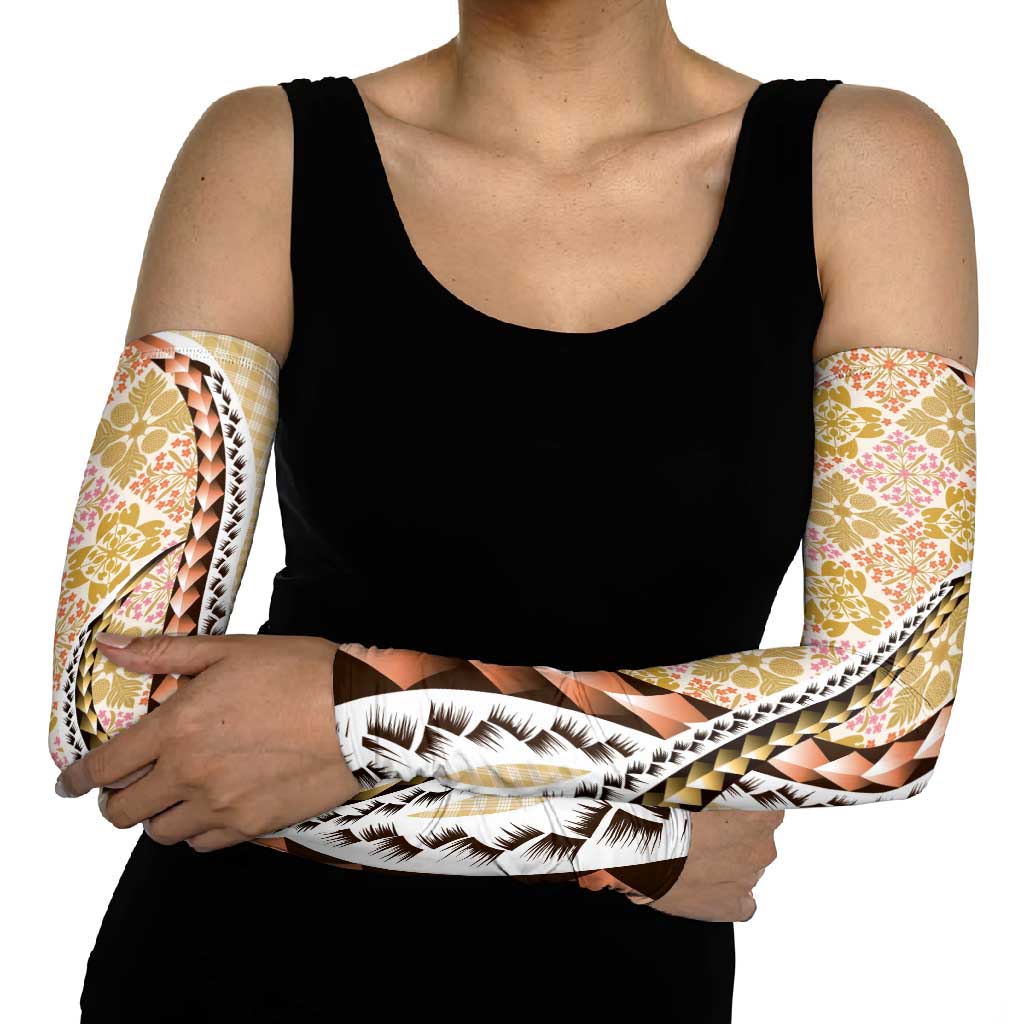 Aloha Vintage Palaka Floral Hawaiian Quilt Arm Sleeves Melemele Motif LT9 - Polynesian Pride