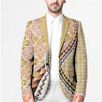 Aloha Vintage Palaka Floral Hawaiian Quilt Blazer Melemele Motif - Polynesian Pride
