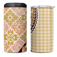 Aloha Vintage Palaka Floral Hawaiian Quilt 4 in 1 Can Cooler Tumbler Melemele Motif LT9 One Size: 16 oz Yellow - Polynesian Pride