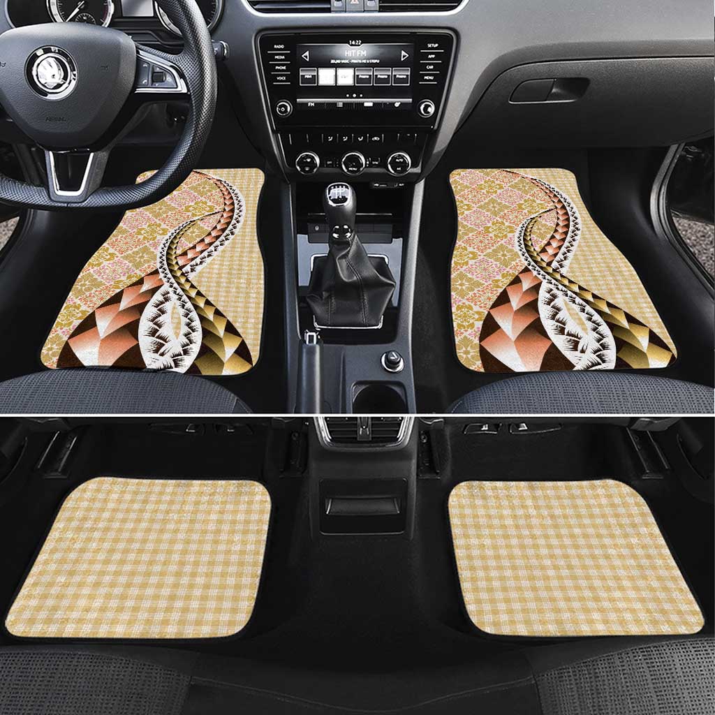 Aloha Vintage Palaka Floral Hawaiian Quilt Car Mats Melemele Motif - Polynesian Pride