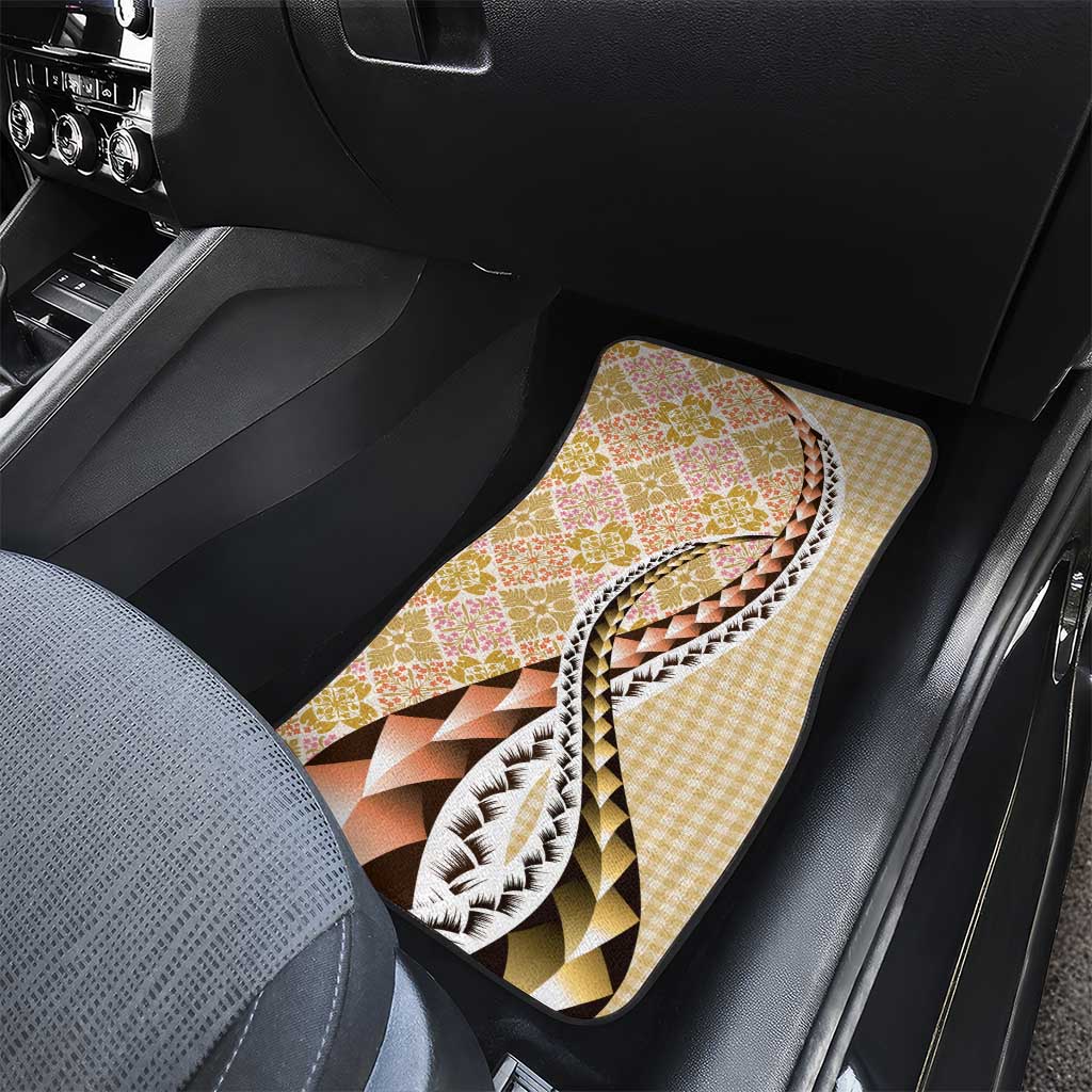 Aloha Vintage Palaka Floral Hawaiian Quilt Car Mats Melemele Motif - Polynesian Pride