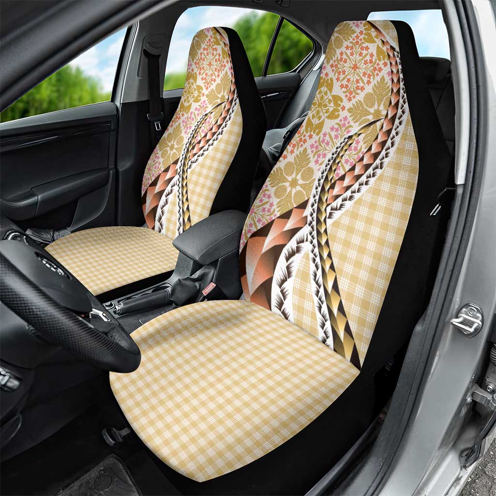 Aloha Vintage Palaka Floral Hawaiian Quilt Car Seat Cover Melemele Motif LT9 - Polynesian Pride