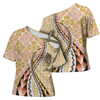 Aloha Vintage Palaka Floral Hawaiian Quilt Cross Shoulder Shirt Melemele Motif LT9 - Polynesian Pride