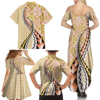 Aloha Vintage Palaka Floral Hawaiian Quilt Family Matching Summer Maxi Dress and Hawaiian Shirt Melemele Motif LT9 - Polynesian Pride