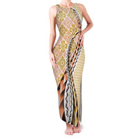Aloha Vintage Palaka Floral Hawaiian Quilt Family Matching Tank Maxi Dress and Hawaiian Shirt Melemele Motif LT9 Mom's Dress Yellow - Polynesian Pride
