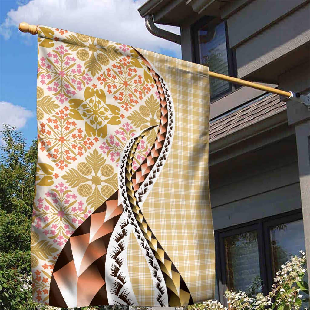 Aloha Vintage Palaka Floral Hawaiian Quilt Garden Flag Melemele Motif LT9 - Polynesian Pride