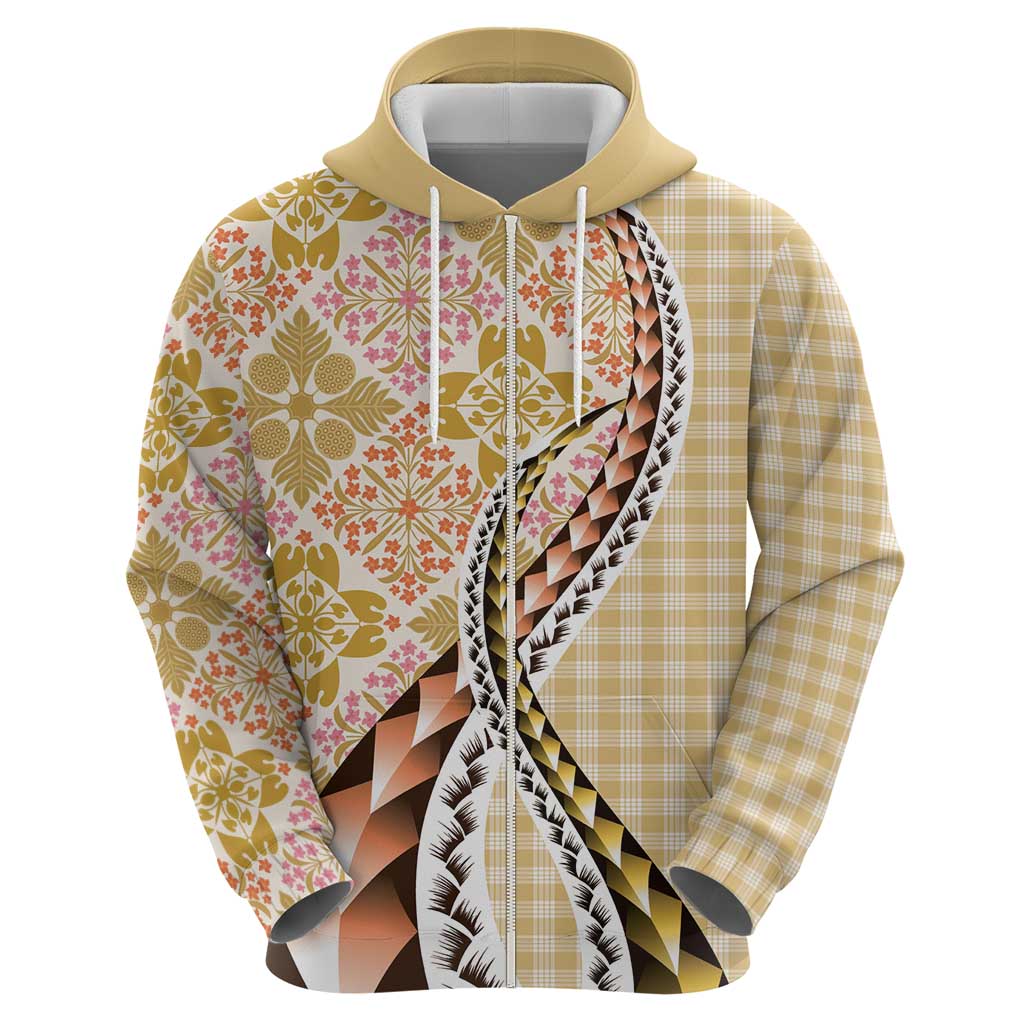 Aloha Vintage Palaka Floral Hawaiian Quilt Hoodie Melemele Motif LT9 - Polynesian Pride