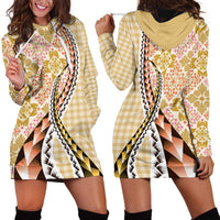 Aloha Vintage Palaka Floral Hawaiian Quilt Hoodie Dress Melemele Motif LT9 - Polynesian Pride