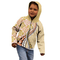 Aloha Vintage Palaka Floral Hawaiian Quilt Kid Hoodie Melemele Motif LT9 - Polynesian Pride