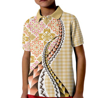 Aloha Vintage Palaka Floral Hawaiian Quilt Kid Polo Shirt Melemele Motif LT9 Kid Yellow - Polynesian Pride