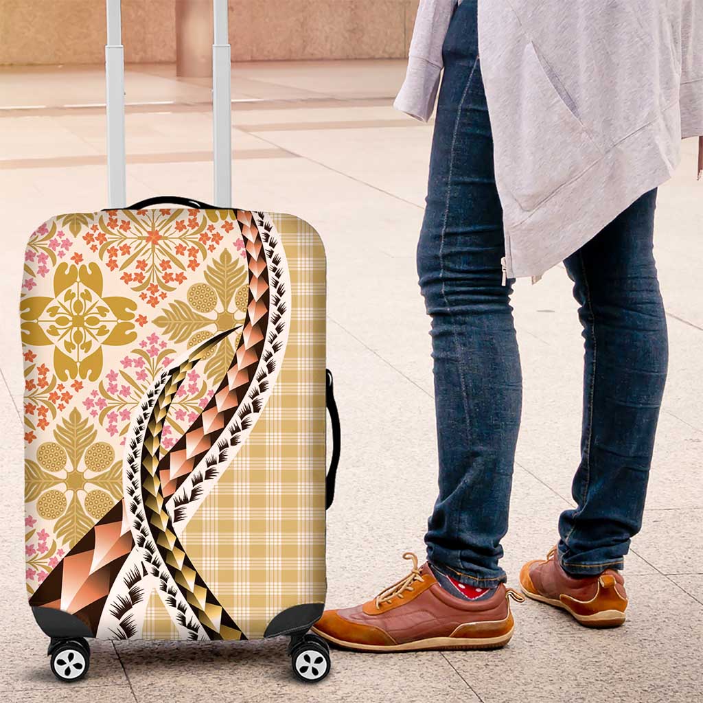 Aloha Vintage Palaka Floral Hawaiian Quilt Luggage Cover Melemele Motif LT9 Yellow - Polynesian Pride