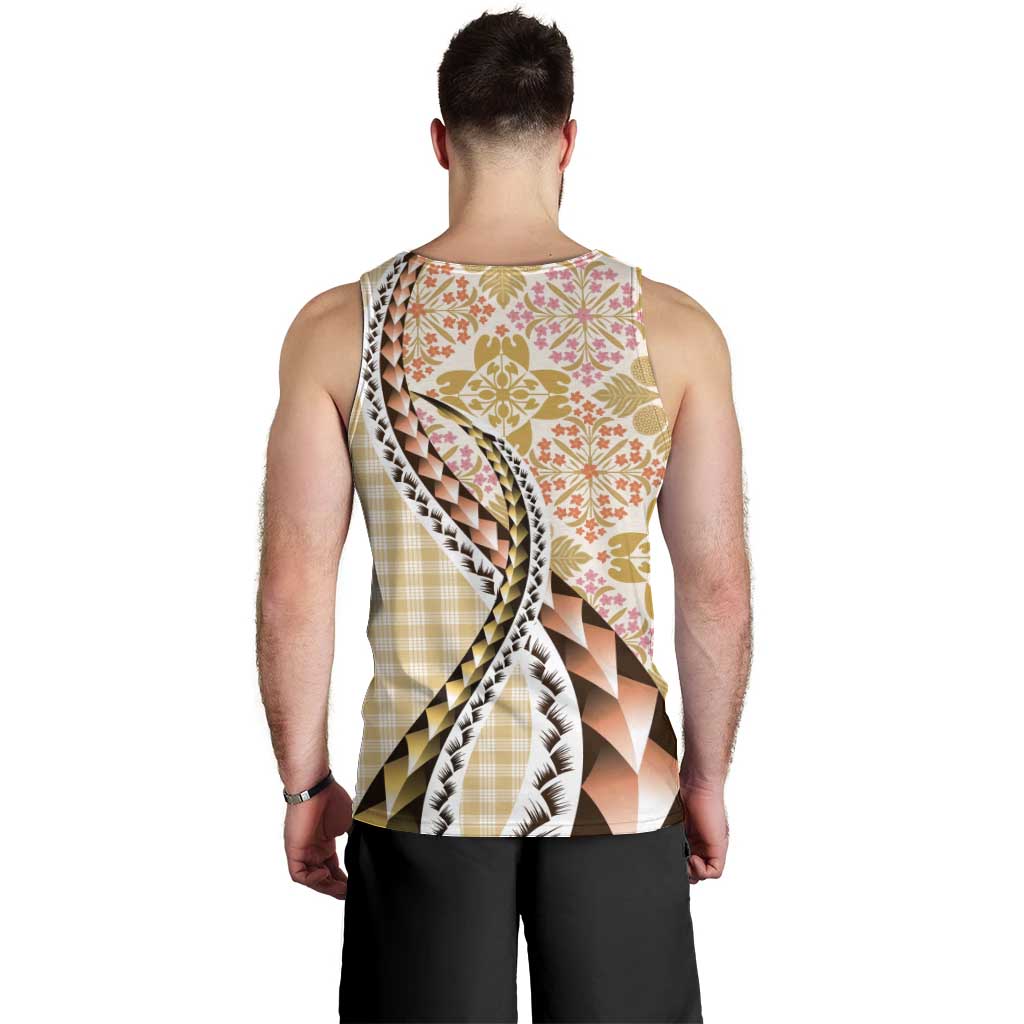 Aloha Vintage Palaka Floral Hawaiian Quilt Men Tank Top Melemele Motif LT9 - Polynesian Pride