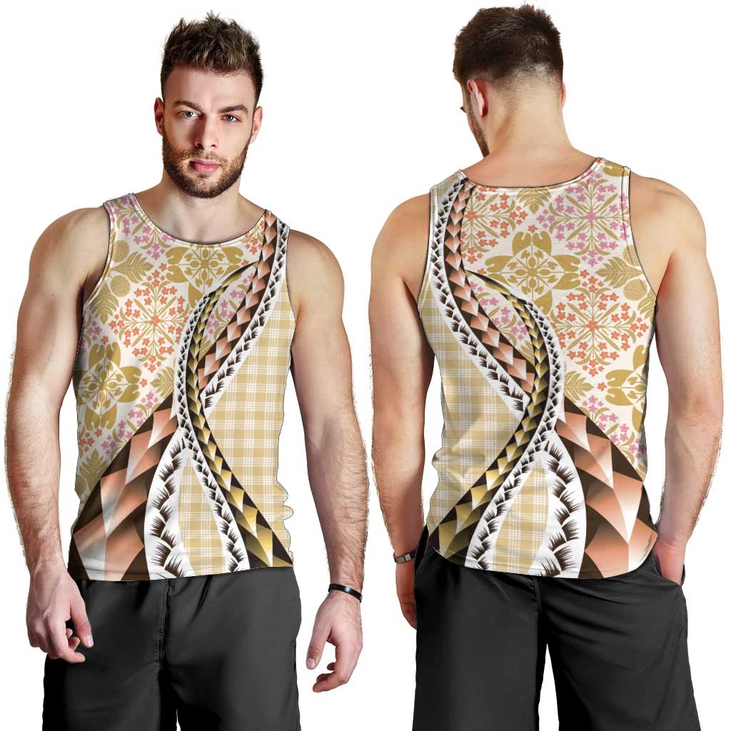 Aloha Vintage Palaka Floral Hawaiian Quilt Men Tank Top Melemele Motif LT9 - Polynesian Pride