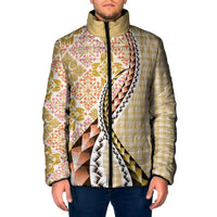 Aloha Vintage Palaka Floral Hawaiian Quilt Padded Jacket Melemele Motif - Polynesian Pride