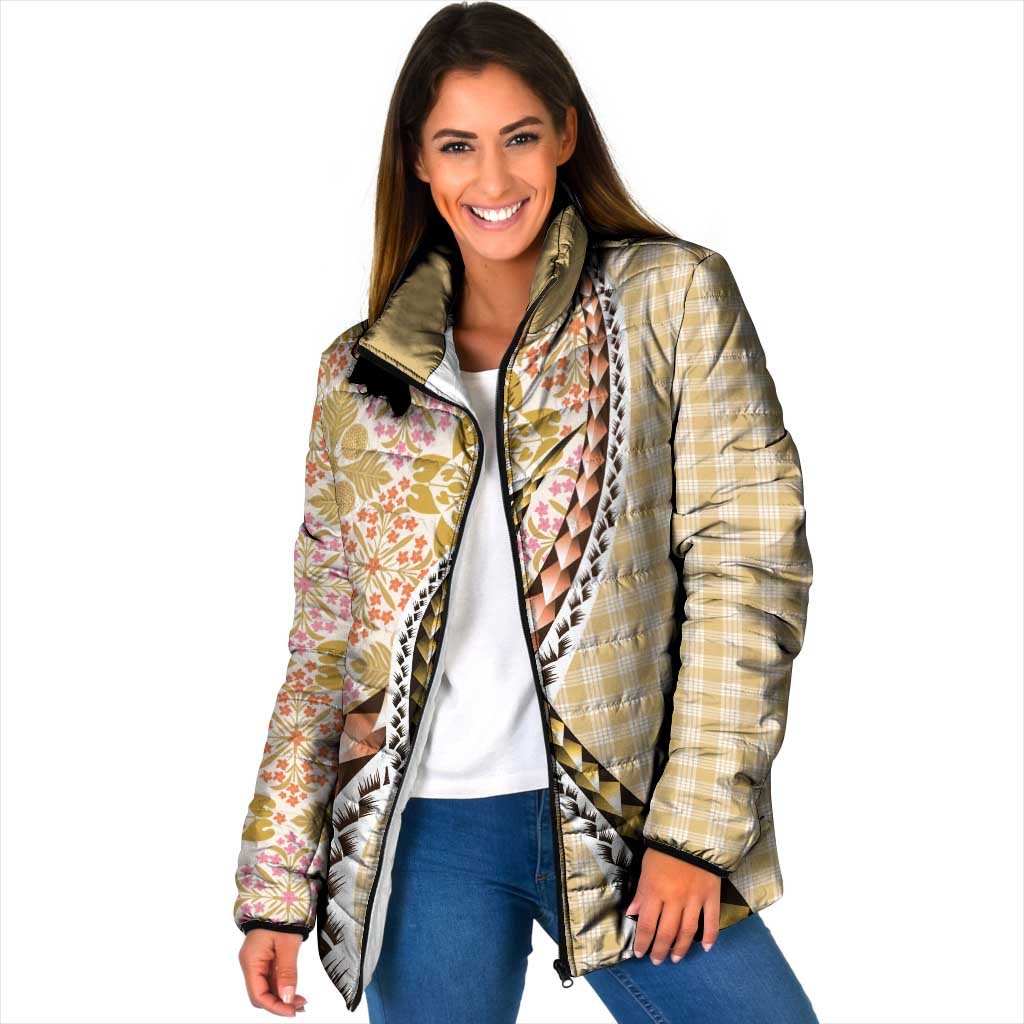 Aloha Vintage Palaka Floral Hawaiian Quilt Padded Jacket Melemele Motif - Polynesian Pride