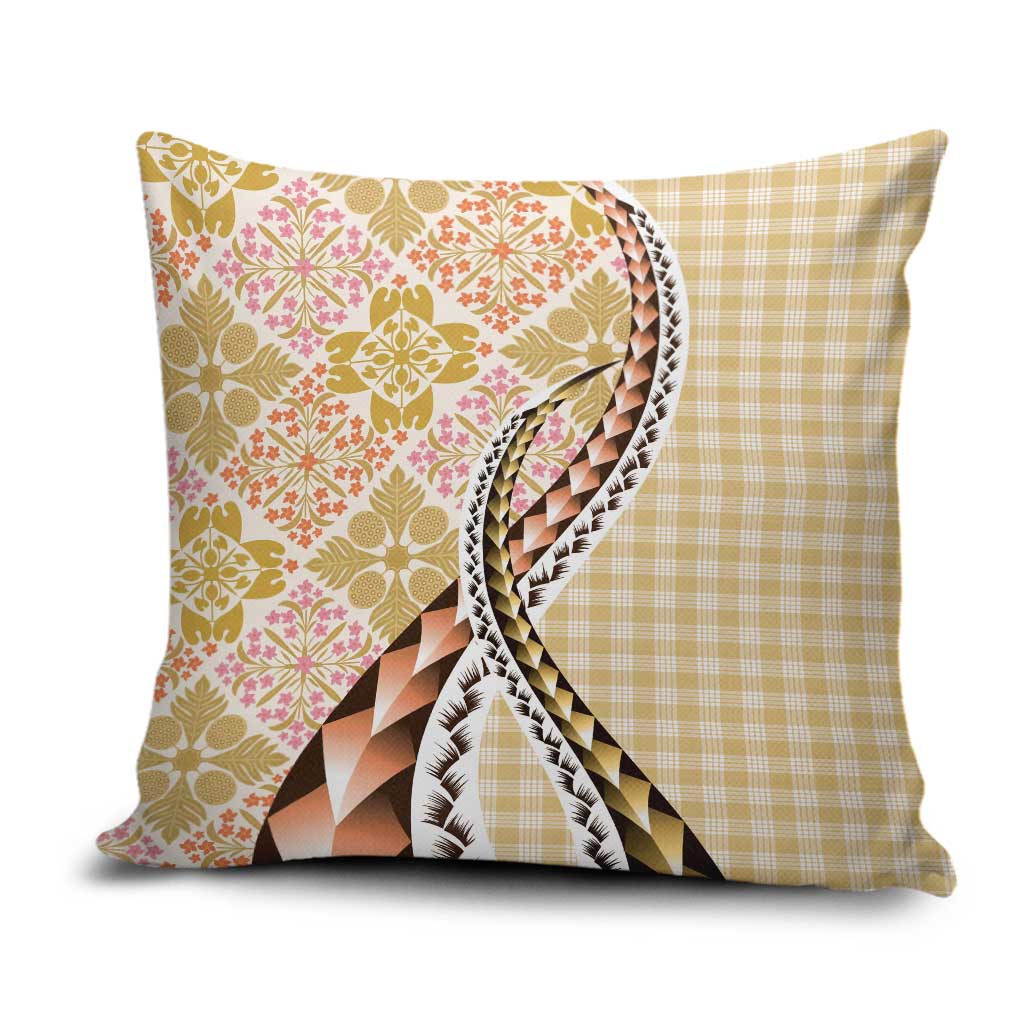 Aloha Vintage Palaka Floral Hawaiian Quilt Pillow Cover Melemele Motif LT9 Yellow - Polynesian Pride