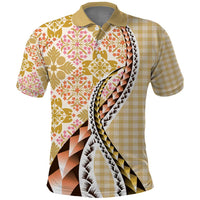 Aloha Vintage Palaka Floral Hawaiian Quilt Polo Shirt Melemele Motif LT9 Yellow - Polynesian Pride