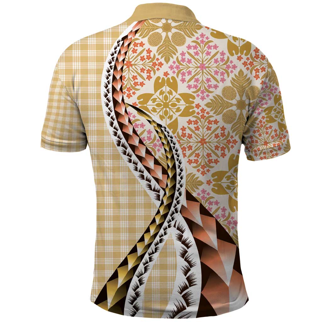 Aloha Vintage Palaka Floral Hawaiian Quilt Polo Shirt Melemele Motif LT9 - Polynesian Pride