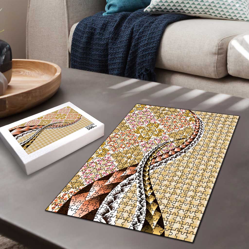 Aloha Vintage Palaka Floral Hawaiian Quilt Puzzle Melemele Motif - Polynesian Pride