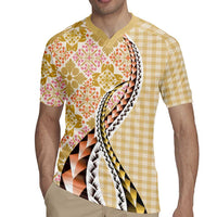 Aloha Vintage Palaka Floral Hawaiian Quilt Rugby Jersey Melemele Motif LT9 - Polynesian Pride