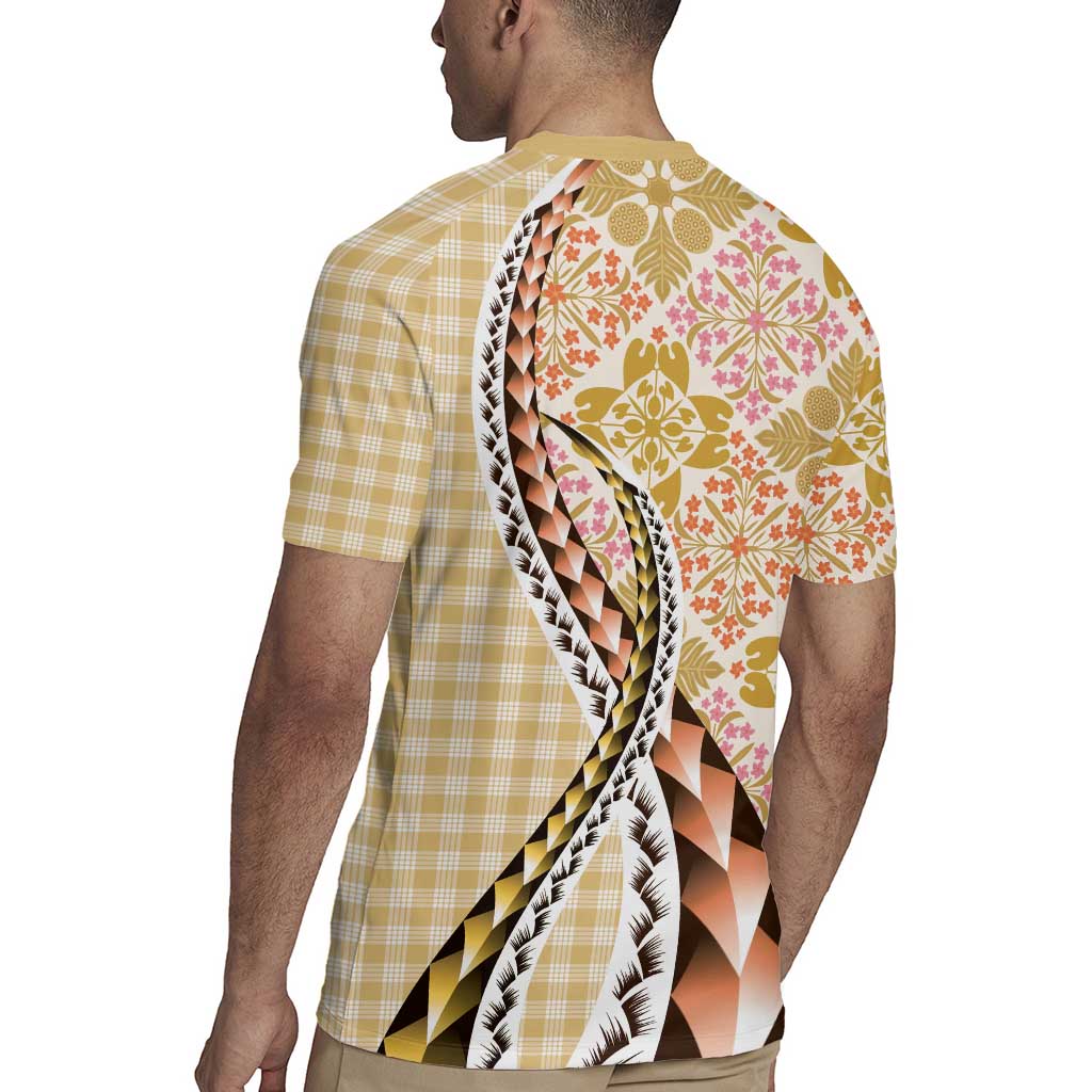 Aloha Vintage Palaka Floral Hawaiian Quilt Rugby Jersey Melemele Motif LT9 - Polynesian Pride