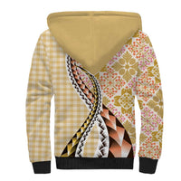 Aloha Vintage Palaka Floral Hawaiian Quilt Sherpa Hoodie Melemele Motif LT9 - Polynesian Pride