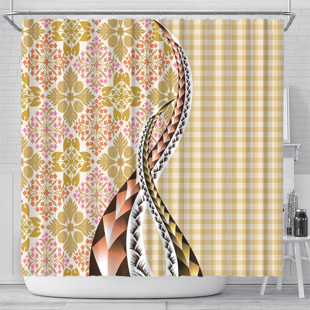 Aloha Vintage Palaka Floral Hawaiian Quilt Shower Curtain Melemele Motif LT9 - Polynesian Pride