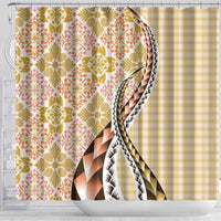 Aloha Vintage Palaka Floral Hawaiian Quilt Shower Curtain Melemele Motif LT9 - Polynesian Pride