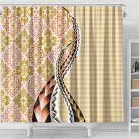 Aloha Vintage Palaka Floral Hawaiian Quilt Shower Curtain Melemele Motif LT9 - Polynesian Pride