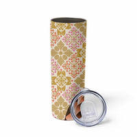 Aloha Vintage Palaka Floral Hawaiian Quilt Skinny Tumbler Melemele Motif LT9 - Polynesian Pride
