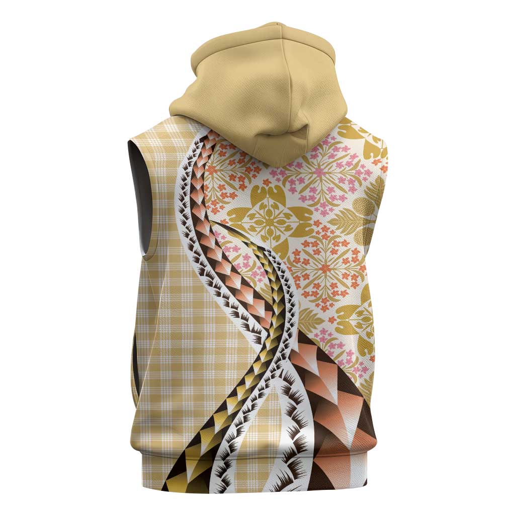 Aloha Vintage Palaka Floral Hawaiian Quilt Sleeveless Hoodie Melemele Motif LT9 - Polynesian Pride