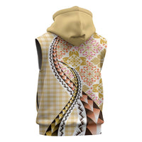 Aloha Vintage Palaka Floral Hawaiian Quilt Sleeveless Hoodie Melemele Motif LT9 - Polynesian Pride