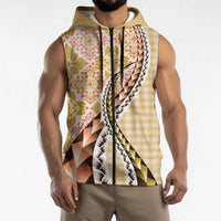 Aloha Vintage Palaka Floral Hawaiian Quilt Sleeveless Zip Hoodie Melemele Motif LT9 - Polynesian Pride