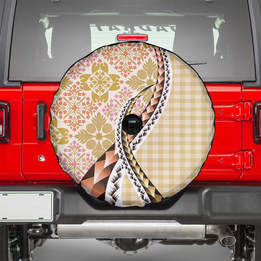 Aloha Vintage Palaka Floral Hawaiian Quilt Spare Tire Cover Melemele Motif LT9 - Polynesian Pride