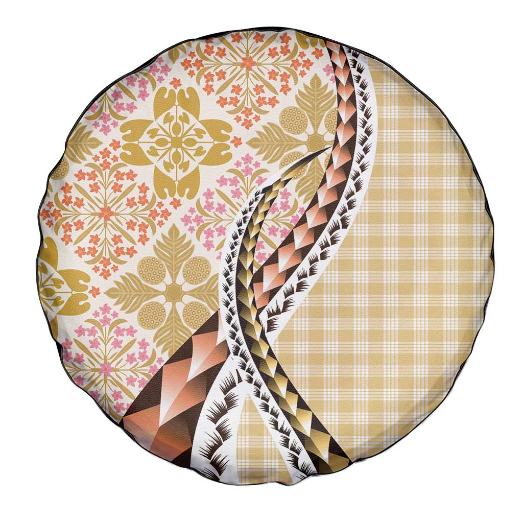Aloha Vintage Palaka Floral Hawaiian Quilt Spare Tire Cover Melemele Motif LT9 - Polynesian Pride