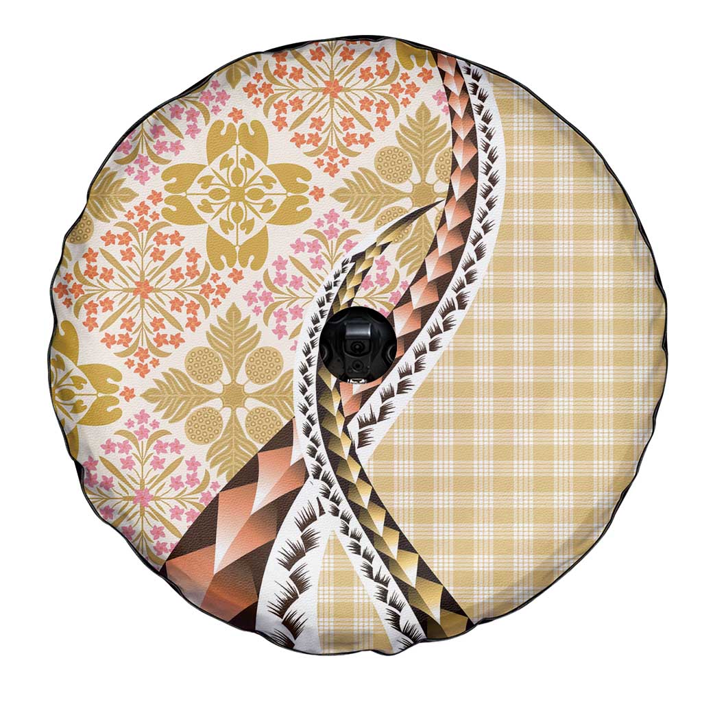 Aloha Vintage Palaka Floral Hawaiian Quilt Spare Tire Cover Melemele Motif LT9 - Polynesian Pride