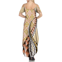 Aloha Vintage Palaka Floral Hawaiian Quilt Summer Maxi Dress Melemele Motif LT9 - Polynesian Pride