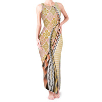 Aloha Vintage Palaka Floral Hawaiian Quilt Tank Maxi Dress Melemele Motif LT9 Women Yellow - Polynesian Pride