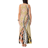 Aloha Vintage Palaka Floral Hawaiian Quilt Tank Maxi Dress Melemele Motif LT9 - Polynesian Pride