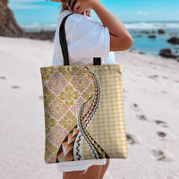 Aloha Vintage Palaka Floral Hawaiian Quilt Tote Bag Melemele Motif LT9 - Polynesian Pride