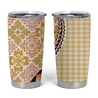Aloha Vintage Palaka Floral Hawaiian Quilt Tumbler Cup Melemele Motif LT9 Yellow - Polynesian Pride