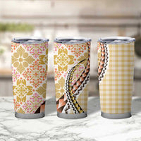Aloha Vintage Palaka Floral Hawaiian Quilt Tumbler Cup Melemele Motif LT9 - Polynesian Pride