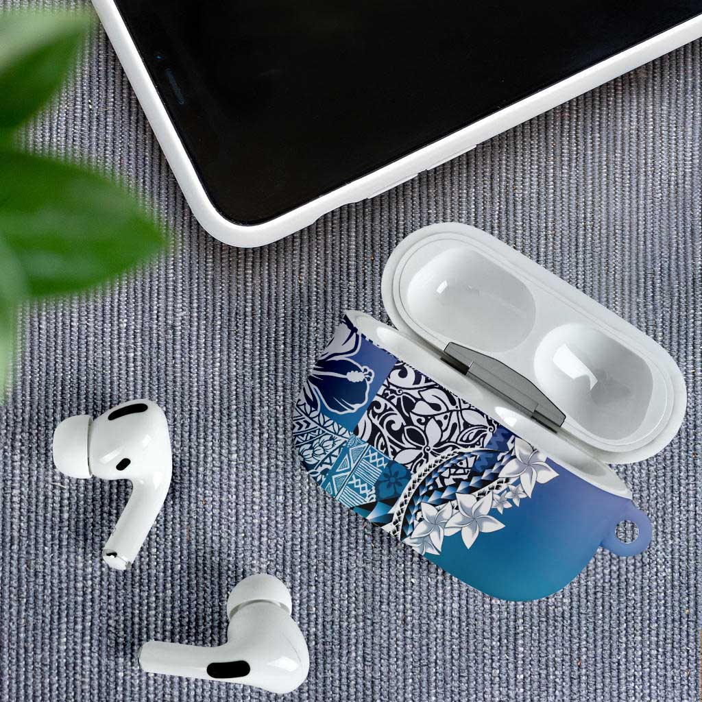Aloha Vintage Plumeria Hawaiian Tapa Pattern AirPods Case Blue Hawaiian Tapa Pattern - Polynesian Pride