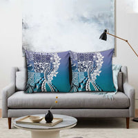 Aloha Vintage Plumeria Hawaiian Tapa Pattern Pillow Cover Blue Hawaiian Tapa Pattern - Polynesian Pride