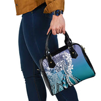 Aloha Vintage Plumeria Hawaiian Tapa Pattern Shoulder Handbag Blue Hawaiian Tapa Pattern - Polynesian Pride