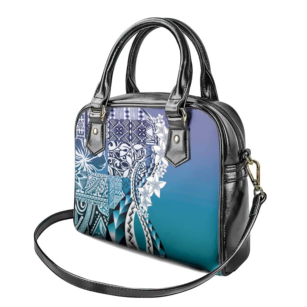 Aloha Vintage Plumeria Hawaiian Tapa Pattern Shoulder Handbag Blue Hawaiian Tapa Pattern - Polynesian Pride